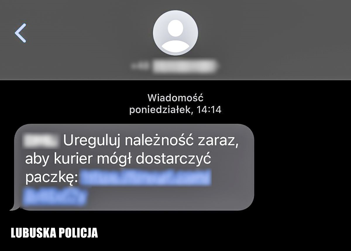 grafika-sms o treści-ureguluj rachunek żeby kurier mógł dostarczyć paczkę