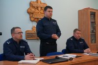 Uczestnicy narady rocznej w Komendzie Powiatowej Policji w Cieszynie