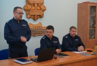 Uczestnicy narady rocznej w Komendzie Powiatowej Policji w Cieszynie