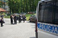 Policjanci podczas odprawy przed wyjazdem na ŚDM