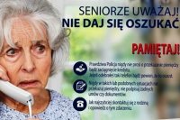 ostrzeżenie przed oszustami, kobieta trzyma słuchawkę telefony w ręce