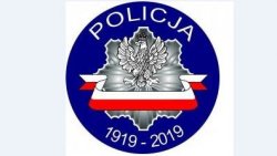 logo policji na stulecie formacji - napis policja 1919-2019