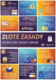 plakaty informacyjne- złote zasady kupuj bezpiecznie online