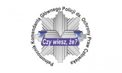 policyjna odznaka, w środku napis &quot;Czy wiesz, że ?&quot;