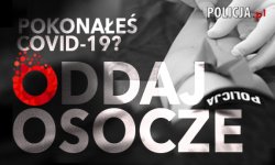 grafika- napis pokonałeś covid 19? oddaj osocze