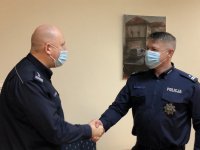 Komendant Powiatowy Policji w Cieszynie wraz z Pierwszym Zastępcą Komendanta Powiatowego Policji w Cieszynie