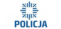 grafika-logo policji, niebieska grafika gwiazdy na białym tle, pod nią napis policja