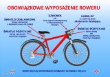 grafika- obraz roweru oraz opis jego podstawowego obowiązkowego wyposażenia