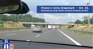 samochód na autostradzie jadący lewym pasem ruchu