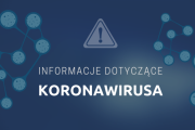 grafika-niebieskie tło i napis informacje dotyczące koronawirusa