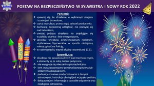 &quot;o czym należy pamiętać używając wyrobów pirotechnicznych - treści przedstawione na grafice zawarte są w komunikacie&quot;