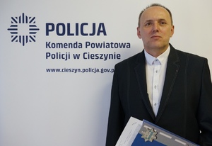 Naczelnik Wydziału Kryminalnego Komendy Powiatowej Policji w Cieszynie asp.szt. Marcin Długosz