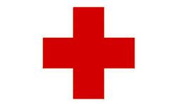 grafika-czerwony krzyż na białym tle