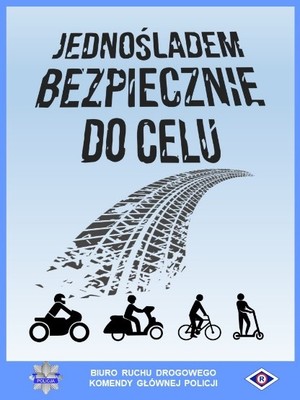 grafika-śladu opon, napis bezpiecznie do celu