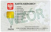 grafika- wzór karty kierowcy, w lewym górnym rogu godło Polski