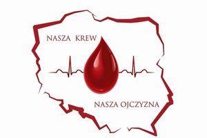 grafika- kontury mapy Polski, w środku czerwony napis na białym tle &quot;Nasza Krew-Nasza Ojczyzna&quot;