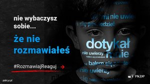 grafika-opis w tekście, plakat przedstawiający twarz dziecka, napis nie wybaczysz sobie bo nie rozmawiałeś