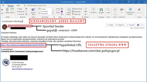 &quot;zrzut ekranu przedstawia fałszywy mail z informacją o rzekomym cyberataku&quot;