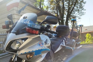 zdjęcie, dzień, słonecznie., motocykl policji
