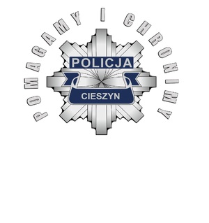 logo policji-gwiazda policyjna z napisem pomagamy i chronimy policja Cieszyn