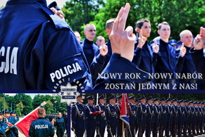 kolaż zdjęć przedstawiających policjantów składających przysięgę