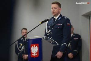 Zastępca Komendanta Wojewódzkiego Policji  w Katowicach młodszy inspektor Radosław Kacprzak