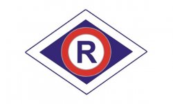 symbol ruchu drogowego policji-litera R w rombie