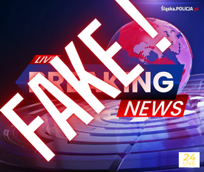 Grafika przedstawia napis fake news&quot;