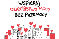 grafika napis Wspieramy &quot;Dzieciństwo bez przemocy&quot;