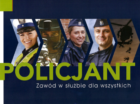 zdjęcie policjantów, napis policjant w służbie dla wszysktich