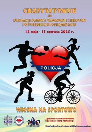 plakat promujący akcję, symbole rowera oraz ludzi i serca