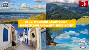 kolaż pejzaży i napis Długi weekend czerwcowy