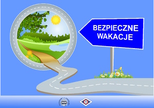 grafika kuli ziemskiej, napis bezpieczne wakacje