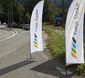 zdjęcie, pochmurno, droga, policjanci, przejazd kolejowy