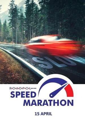 "Grafika z napisem ROADPOL SPEED MARATON 15 april."